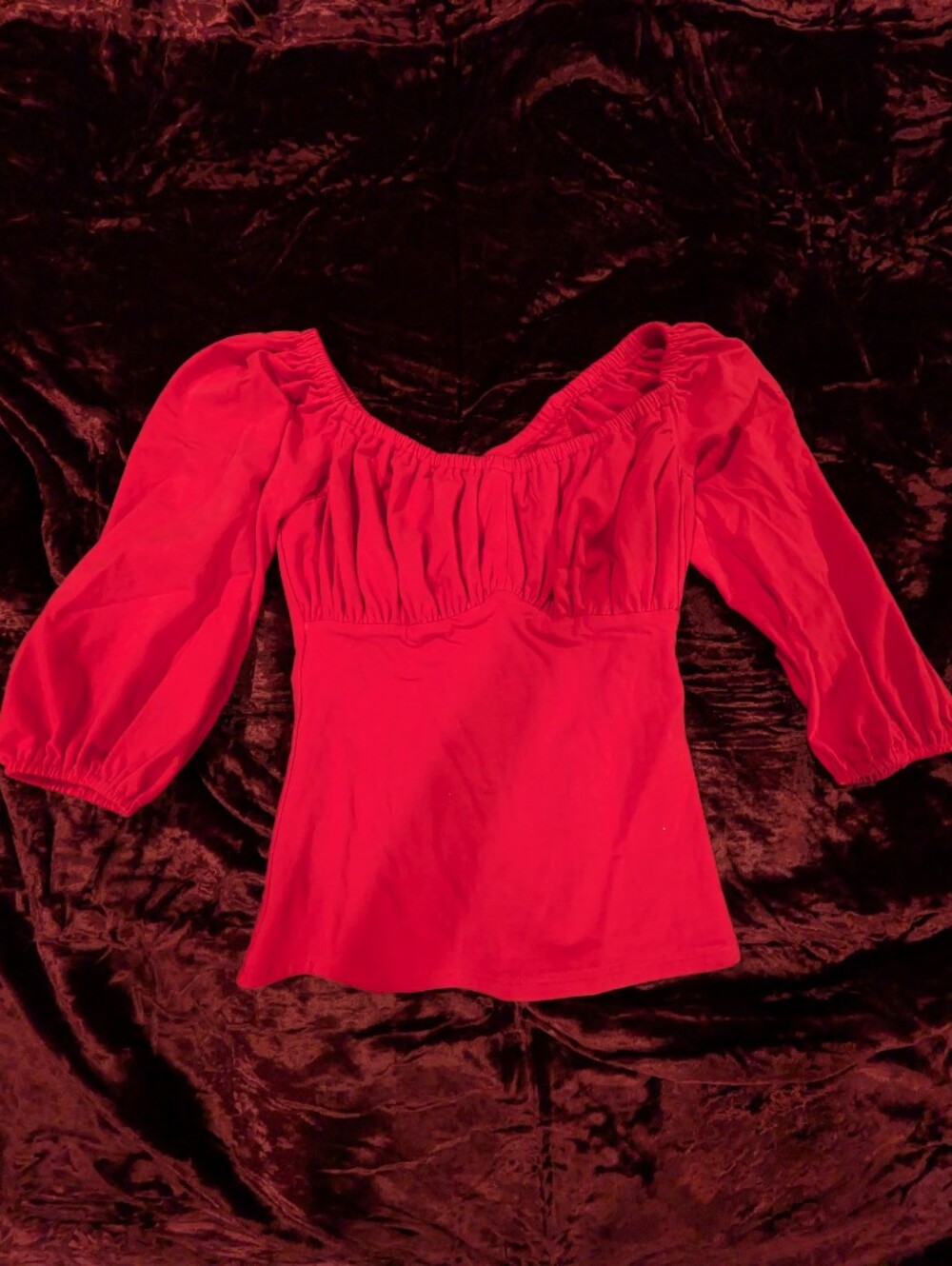 BACKLOT Vixen By Micheline Pitt Red Vacation Top 3/4ths Sleeve Pinup
